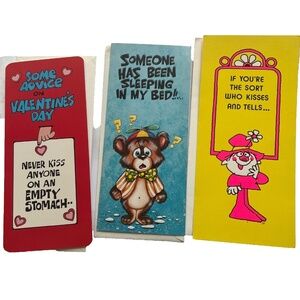 3 Vintage Greeting Cards Novelty Size Tall Unused Kiss Kissing Valentines Canada
